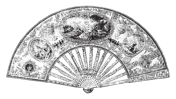 世時代 ヴィンテージの刻まれた図にファン 産業百科事典 1875 — ストックベクタ