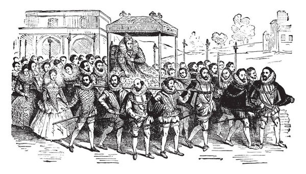 Королева Елизавета является главой Содружества и королевой 12 стран, которые стали независимыми с момента ее присоединения, рисунок винтажной линии или гравировка иллюстрации
.