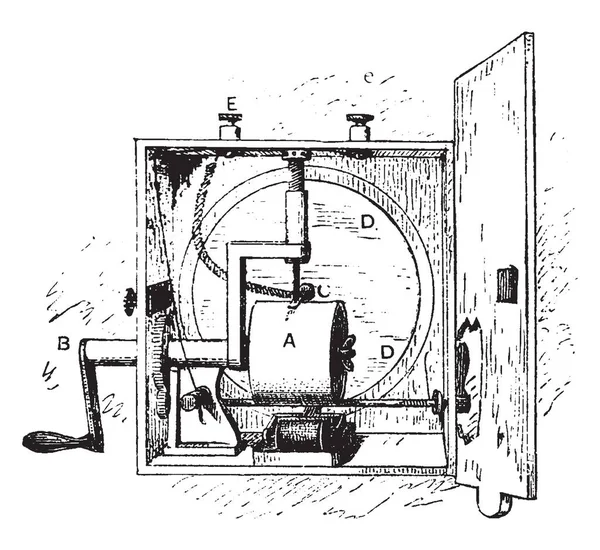 Deze Afbeelding Vertegenwoordigt Functie Van Chemische Telefoon Vintage Lijntekening Gravure — Stockvector