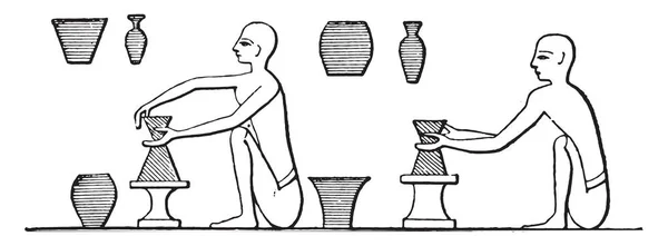 Производство Керамики Старинных Гравированных Иллюстраций — стоковый вектор
