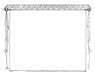 Bu çerçeve, vintage çizgi çizme veya oyma illüstrasyon yarım sayfa kenarlığı Kızılderili ile etkiler.