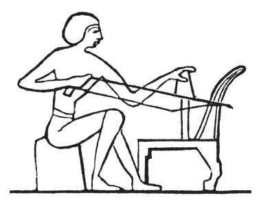 Bu resimde bir sandalye, vintage çizgi çizme veya oyma illüstrasyon koltuğunda bir delik delme işçi temsil eder..