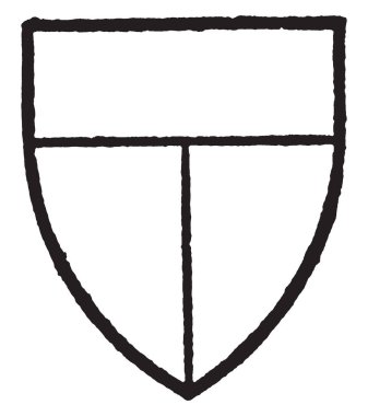 HUNTINGDON çap parti gümüş ve azure bir chiefe gules, çizim veya şekil oyma vintage çizgi ile.