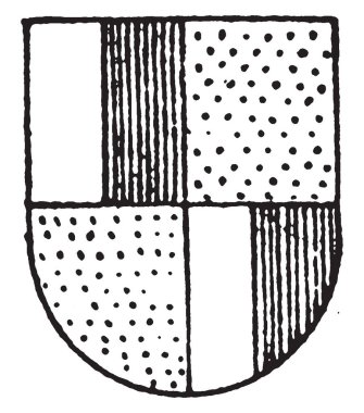 Üç aylık olağan 1 ve soluk başına 4rth çizim veya illüstrasyon oyma argent, vintage sıraya vardır.