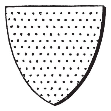 Veya kalkan kalkan, vintage çizgi çizme veya oyma illüstrasyon noktalar gözükmemizi oyma tarafından temsil edilir.