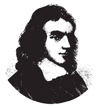 John Milton, İngiliz şair, polemicist ve devlet memuru İngiltere, vintage çizgi çizme veya oyma illüstrasyon topluluğu için o 1608-1674, oldu