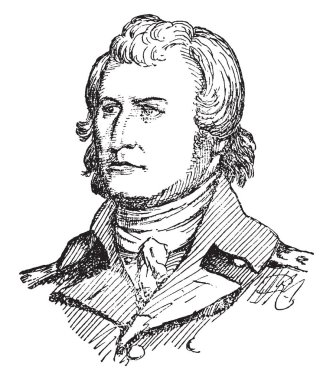 William Moultrie, 1730-1805, o bir çiftlik, politikacı ve Güney Carolina Amerikan Bağımsızlık Savaşı, vintage çizgi çizme veya oyma illüstrasyon askerdi