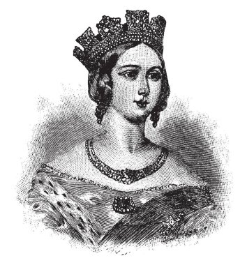 Kraliçe Victoria, 1819-1901, o kraliçesi Büyük Britanya Birleşik Krallık ve İrlanda 1837 gelen 1901 için vintage çizgi çizme veya oyma illüstrasyon yapıldı.