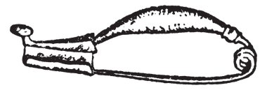 Broş reflexed terminal süsleme, vintage çizgi çizme veya oyma illüstrasyon.