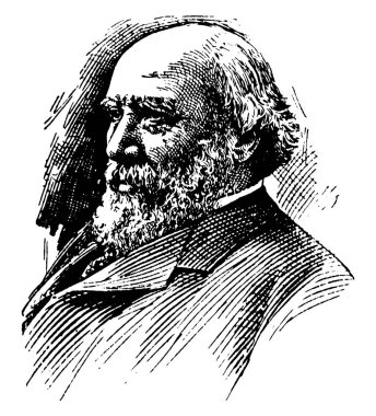 James Jerome, 1838-1916, o bir Kanadalı demiryolu icra, vintage çizgi çizme veya oyma illüstrasyon tepeydi