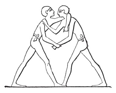 Kazınmış güreşçiler filika., vintage illüstrasyon