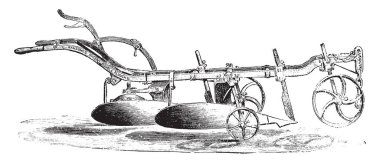 Bisoc unearthing kolu, Dünya'dan alan, vintage oyulmuş illüstrasyon kapatmak için gördün. Endüstriyel ansiklopedi E.-O. Lami - 1875