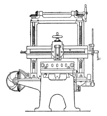Planya, Lateral görünüm, vintage oyulmuş illüstrasyon. Endüstriyel ansiklopedi E.-O. Lami - 1875.