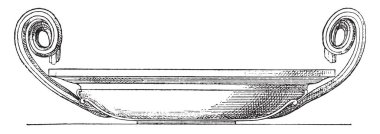 Plaka, vintage illüstrasyon kazınmış.