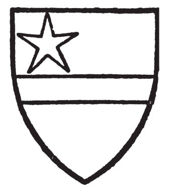 Odingseles gümüş bir fesse gules bir molet çeyrek, vintage çizgi çizme veya oyma illüstrasyon gules ile delik..