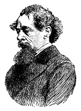 Charles Dickens, 1812-1870, o bir İngiliz yazar ve sosyal eleştirmen, Victoria dönemi yanı sıra güçlü sosyal savunucusu, vintage çizgi çizme veya oyma illüstrasyon en popüler İngiliz romancılar biri oldu