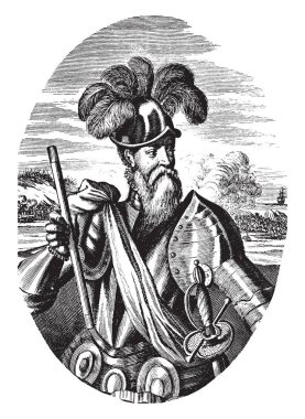 Francisco Pizarro, c.? 1471-1541, İnka İmparatorluğu, vintage çizgi çizme veya oyma illüstrasyon fethetti bir sefer götüren İspanyol konkistador yapıldı.