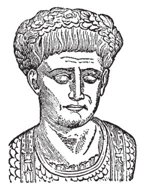 Marcus Trajan, Roma İmparatoru, vintage çizgi çizme veya oyma illüstrasyon oldu