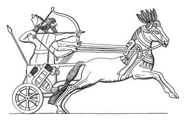 Bir büyük Mezopotamya İngiltere ve Antik Yakın Doğu ve Levant, vintage çizgi çizme veya oyma illüstrasyon'un, Asur yapıldı.