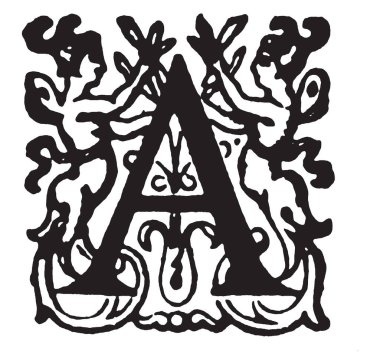 Bir süs büyük harf A, vintage çizgi çizme veya oyma illüstrasyon