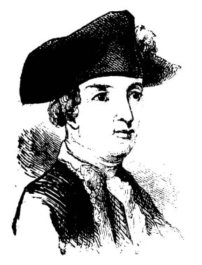 M. de Choi'dan, o kim Amerikan Devrimi, vintage çizgi çizme veya oyma illüstrasyon için asker liderliğindeki Fransız Tümgeneral oldu