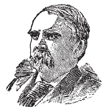 George Vest, 1830-1904, o bir ABD'li politikacı ve Missouri, vintage çizgi çizme veya oyma illüstrasyon ABD senatörü oldu