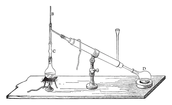 Химический Аппарат Рисунок Винтажных Линий Гравировка — стоковый вектор