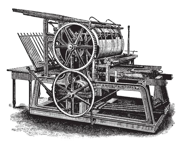 Esta Ilustração Representa Função Single Large Cylinder Press Desenho Linha — Vetor de Stock