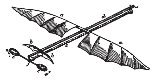 Esta Ilustración Representa Modelo Avión Con Timón Automático Dibujo Línea — Vector de stock