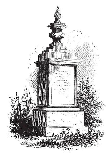 Monumento General Nathaniel Woodhull Desenho Linha Vintage Gravura Ilustração — Vetor de Stock