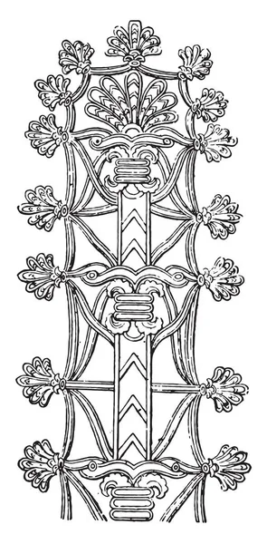 Adorno Asirio Ilustración Grabada Vintage — Archivo Imágenes Vectoriales