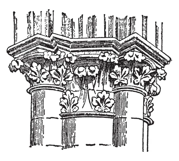 哥特式首都 首字母 拉丁文 意大利语 复古线画或雕刻插图 — 图库矢量图片