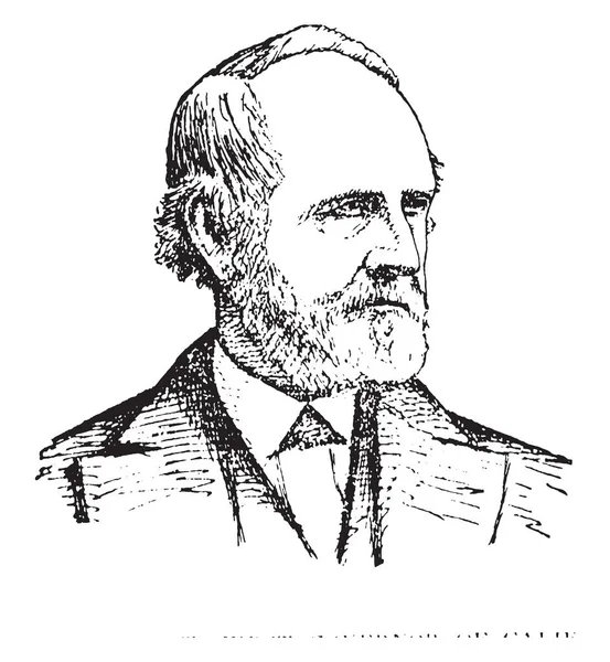 伯内特 1807 1895 他是一个美国政治家和加利福尼亚州的第一州长 复古线条画或雕刻插图 — 图库矢量图片