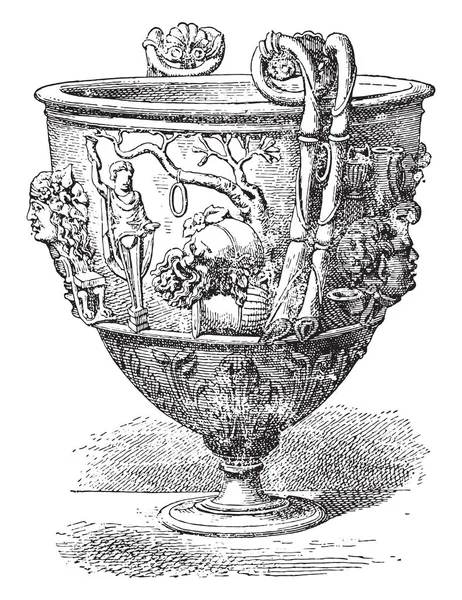 Vase Argent Illustration Gravée Vintage — Image vectorielle