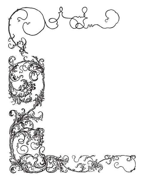 花卉角落使用植物材料和花卉 复古线条画或雕刻插图 — 图库矢量图片