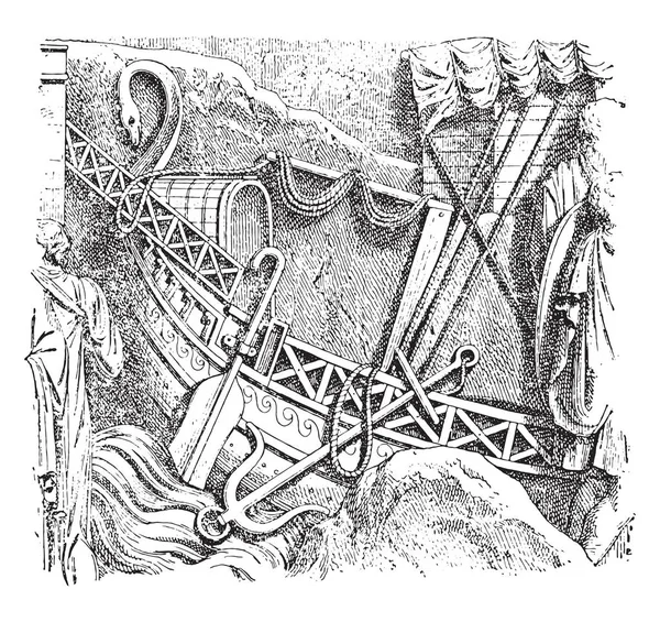 后面的罗马船 老式雕刻插图 — 图库矢量图片