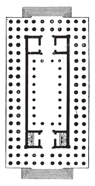 Templo Hypaethral Ilustración Grabada Vintage — Archivo Imágenes Vectoriales