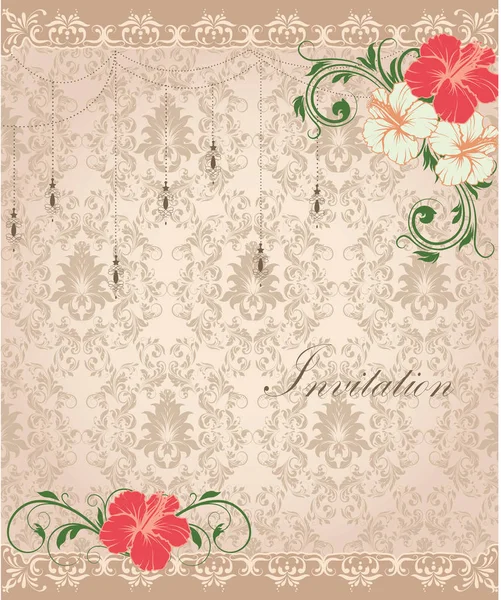 Cartão Convite Vintage Com Ornamentado Elegante Retro Design Floral Abstrato —  Vetores de Stock