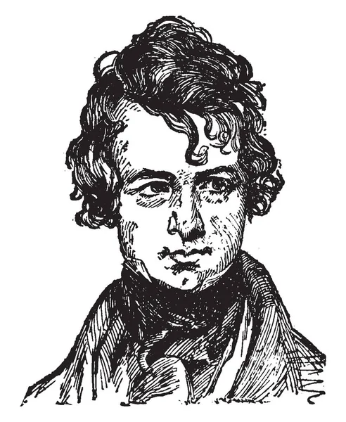 다니엘 윌리스 1806 1867 미국의 편집자 빈티지 드로잉 — 스톡 벡터