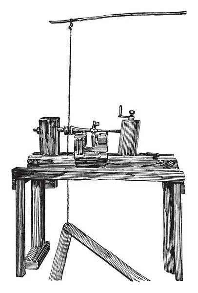 Ilustracja Przedstawia Polak Tokarki Tokarki Drewna Vintage Rysowania Linii Lub — Wektor stockowy