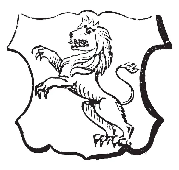 Lion Salient Animal Springing Forward Vintage Line Drawing Engraving Illustration — Stock Vector