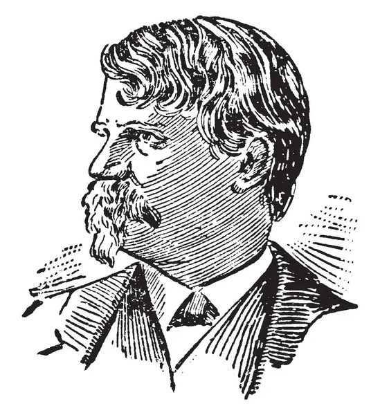 Henry Waterson 1840 1921 Bir Amerikalı Gazeteci Vintage Çizgi Çizme — Stok Vektör