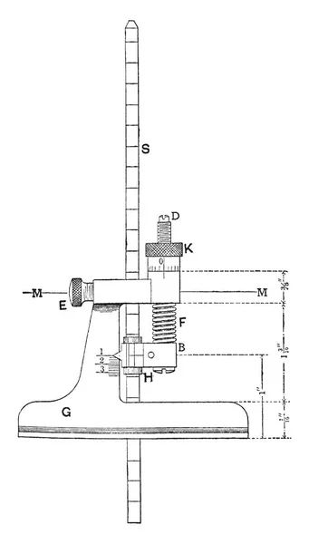 Tiefenmikrometer Messgerät Das Früher Unregelmäßige Löcher Schmalen Bohrungen Vintage Zeichnungen — Stockvektor