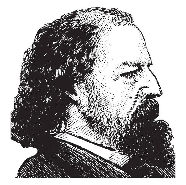 Alfred Tennyson 1809 1892 Şairi Büyük Britanya Rlanda Vintage Çizgi — Stok Vektör