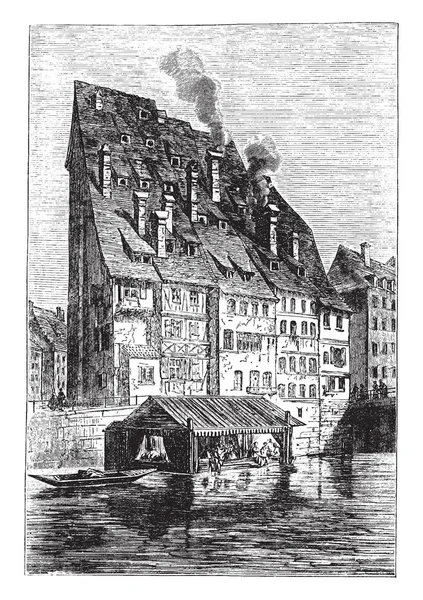Casas Antiguas Estrasburgo Primera Partición Del Territorio Franco Esta Antigua — Archivo Imágenes Vectoriales