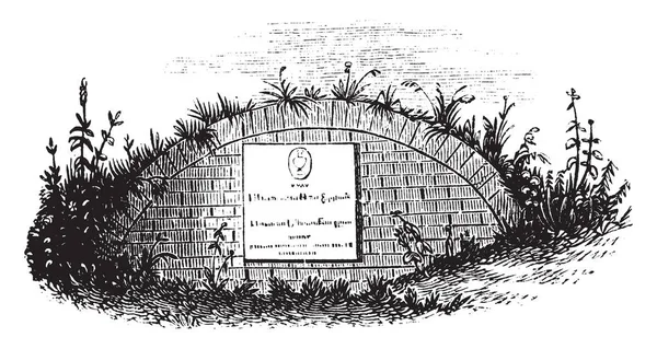 Гробница Губернатора Сэмюэля Хантингтона Рисунок Винтажной Линии Гравировка — стоковый вектор