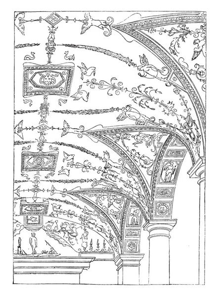 Målade Valv Florentinska Palatset Rom Kopieras Renaissance Också Från Antik — Stock vektor