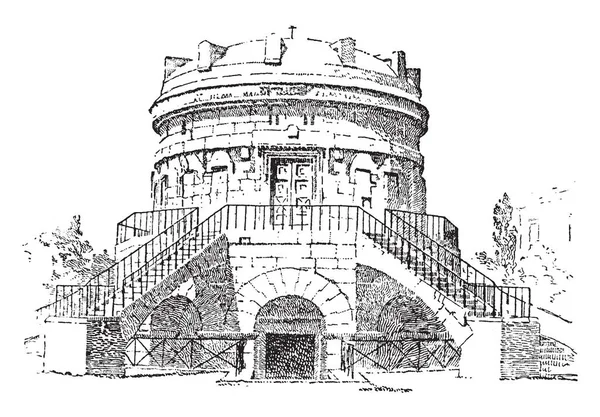 Могила Мавзолея Теодориха Находится Равенне Италия Рисунок Винтажной Линии Гравировка — стоковый вектор