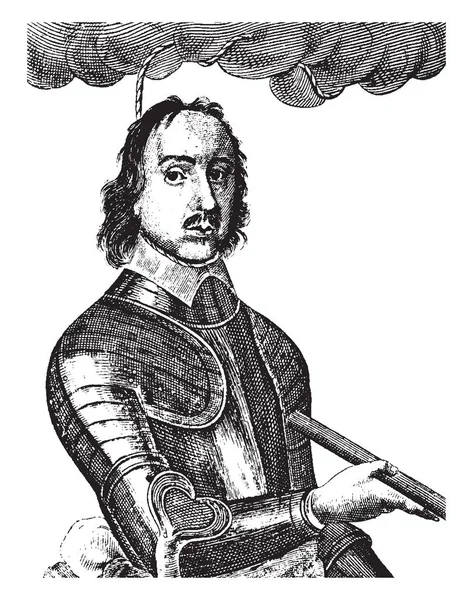Оливер Кромвель 1599 1658 Английский Генерал Политический Лидер Лорд Защитник — стоковый вектор