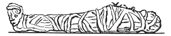Цьому Зображенні Мертва Людина Загорнута Тонку Тканину Вінтажний Малюнок Лінії — стоковий вектор